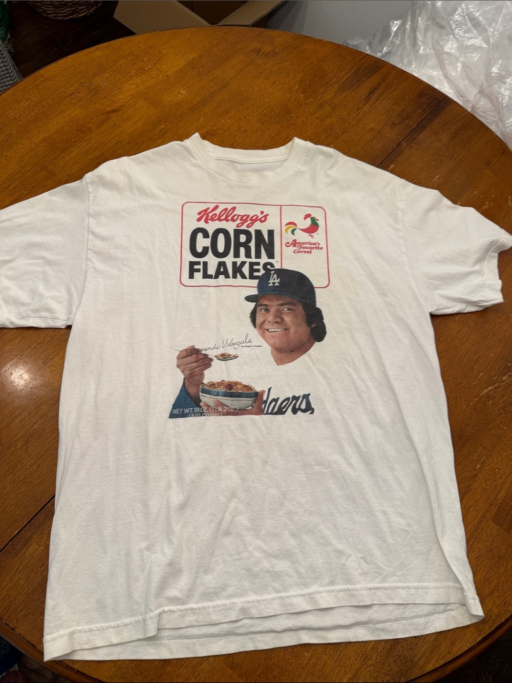 Kellogg’s Corn Flakes White Graphic Tee Los Angeles Dodgers Fernando xxl